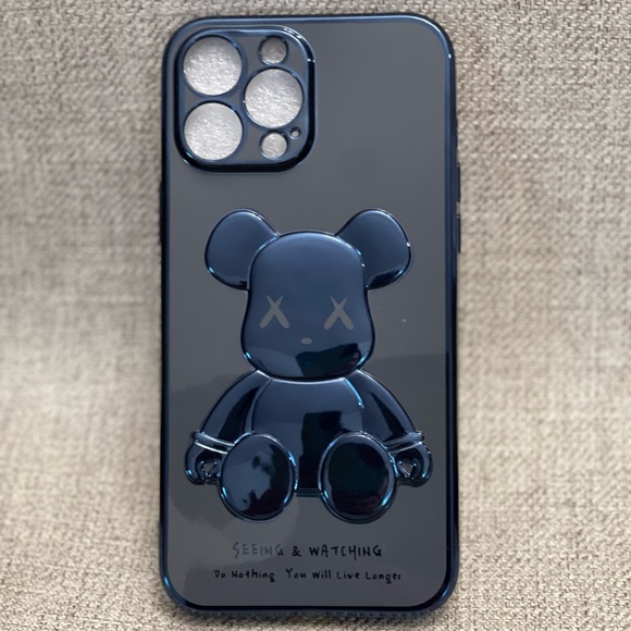 Electroplate Blue Violent Bear in Dark Background iPhone Case - Picture 7 of 14